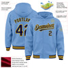 Custom Light Blue Navy-Gold Bomber Full-Snap Varsity Letterman Hoodie Jacket