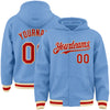 Custom Light Blue Red-Cream Bomber Full-Snap Varsity Letterman Hoodie Jacket