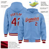 Custom Light Blue Maroon-Cream Bomber Full-Snap Varsity Letterman Hoodie Jacket