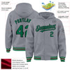 Custom Gray Kelly Green Black-Cream Bomber Full-Snap Varsity Letterman Hoodie Jacket