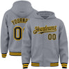 Custom Gray Black-Gold Bomber Full-Snap Varsity Letterman Hoodie Jacket