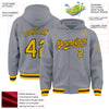 Custom Gray Gold-Black Bomber Full-Snap Varsity Letterman Hoodie Jacket