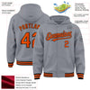 Custom Gray Orange-Black Bomber Full-Snap Varsity Letterman Hoodie Jacket