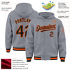 Custom Gray Black-Orange Bomber Full-Snap Varsity Letterman Hoodie Jacket