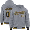 Custom Gray Black-Old Gold Bomber Full-Snap Varsity Letterman Hoodie Jacket