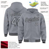 Custom Gray Black Bomber Full-Snap Varsity Letterman Hoodie Jacket