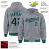 Custom Gray Black-Teal Bomber Full-Snap Varsity Letterman Hoodie Jacket