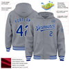 Custom Gray Royal-White Bomber Full-Snap Varsity Letterman Hoodie Jacket