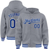 Custom Gray Royal-White Bomber Full-Snap Varsity Letterman Hoodie Jacket