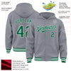 Custom Gray Kelly Green-White Bomber Full-Snap Varsity Letterman Hoodie Jacket