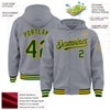 Custom Gray Green-Gold Bomber Full-Snap Varsity Letterman Hoodie Jacket