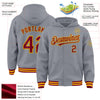 Custom Gray Crimson-Gold Bomber Full-Snap Varsity Letterman Hoodie Jacket