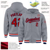 Custom Gray Red-Navy Bomber Full-Snap Varsity Letterman Hoodie Jacket