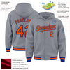 Custom Gray Orange-Royal Bomber Full-Snap Varsity Letterman Hoodie Jacket