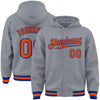 Custom Gray Orange-Royal Bomber Full-Snap Varsity Letterman Hoodie Jacket