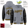 Custom Gray Black-Old Gold Bomber Full-Snap Varsity Letterman Two Tone Hoodie Jacket