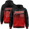 Custom Black Red-White Gradient Square Shape 3D Pattern Design Bomber Full-Snap Varsity Letterman Hoodie Jacket