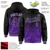 Custom Black Purple-White Gradient Square Shape 3D Pattern Design Bomber Full-Snap Varsity Letterman Hoodie Jacket