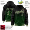 Custom Black Green-Cream Gradient Square Shape 3D Pattern Design Bomber Full-Snap Varsity Letterman Hoodie Jacket