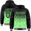 Custom Black Pea Green-White Gradient Square Shape 3D Pattern Design Bomber Full-Snap Varsity Letterman Hoodie Jacket