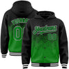 Custom Black Grass Green-White Gradient Square Shape 3D Pattern Design Bomber Full-Snap Varsity Letterman Hoodie Jacket