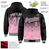 Custom Black Light Pink-White Gradient Square Shape 3D Pattern Design Bomber Full-Snap Varsity Letterman Hoodie Jacket