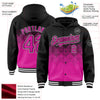 Custom Black Deep Pink-White Gradient Square Shape 3D Pattern Design Bomber Full-Snap Varsity Letterman Hoodie Jacket