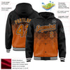 Custom Black Texas Orange-White Gradient Square Shape 3D Pattern Design Bomber Full-Snap Varsity Letterman Hoodie Jacket