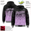 Custom Black Light Purple-White Gradient Square Shape 3D Pattern Design Bomber Full-Snap Varsity Letterman Hoodie Jacket