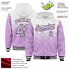 Custom White Light Purple-Black Gradient Square Shape 3D Pattern Design Bomber Full-Snap Varsity Letterman Hoodie Jacket