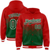 Custom Red Green-White Gradient Square Shape 3D Pattern Design Bomber Full-Snap Varsity Letterman Hoodie Jacket