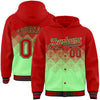 Custom Red Pea Green-Black Gradient Square Shape 3D Pattern Design Bomber Full-Snap Varsity Letterman Hoodie Jacket