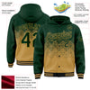 Custom Green Old Gold-Black Gradient Square Shape 3D Pattern Design Bomber Full-Snap Varsity Letterman Hoodie Jacket