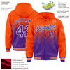 Custom Orange Purple-White Gradient Square Shape 3D Pattern Design Bomber Full-Snap Varsity Letterman Hoodie Jacket