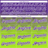 Custom Purple Neon Green-White Gradient Square Shape 3D Pattern Design Bomber Full-Snap Varsity Letterman Hoodie Jacket