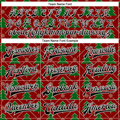 Custom Red Black-Kelly Green Christmas 3D Bomber Full-Snap Varsity Letterman Jacket