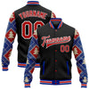 Custom Black Red-Royal Christmas 3D Bomber Full-Snap Varsity Letterman Jacket