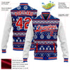 Custom Royal Red-White Christmas 3D Bomber Full-Snap Varsity Letterman Jacket