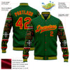 Custom Green Red-Gold Christmas 3D Bomber Full-Snap Varsity Letterman Jacket