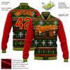 Custom Green Red-Gold Christmas 3D Bomber Full-Snap Varsity Letterman Jacket