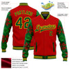 Custom Red Green-Gold Christmas 3D Bomber Full-Snap Varsity Letterman Jacket