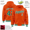 Custom Orange Kelly Green-White Bomber Full-Snap Varsity Letterman Hoodie Jacket