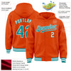 Custom Orange Teal-White Bomber Full-Snap Varsity Letterman Hoodie Jacket