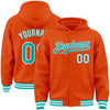 Custom Orange Aqua-White Bomber Full-Snap Varsity Letterman Hoodie Jacket