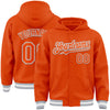 Custom Orange White-Gray Bomber Full-Snap Varsity Letterman Hoodie Jacket