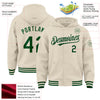 Custom Cream Green Bomber Full-Snap Varsity Letterman Hoodie Jacket