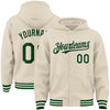 Custom Cream Green Bomber Full-Snap Varsity Letterman Hoodie Jacket