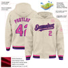 Custom Cream Pink Purple-Black Bomber Full-Snap Varsity Letterman Hoodie Jacket