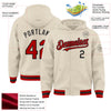 Custom Cream Red-Black Bomber Full-Snap Varsity Letterman Hoodie Jacket