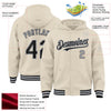 Custom Cream Black-Gray Bomber Full-Snap Varsity Letterman Hoodie Jacket